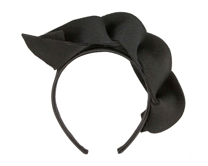 Twisted black felt winter racing fascinator by Max Alexander - Image 4