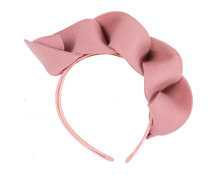 Twisted dusty pink felt winter racing fascinator by Max Alexander - Image 4