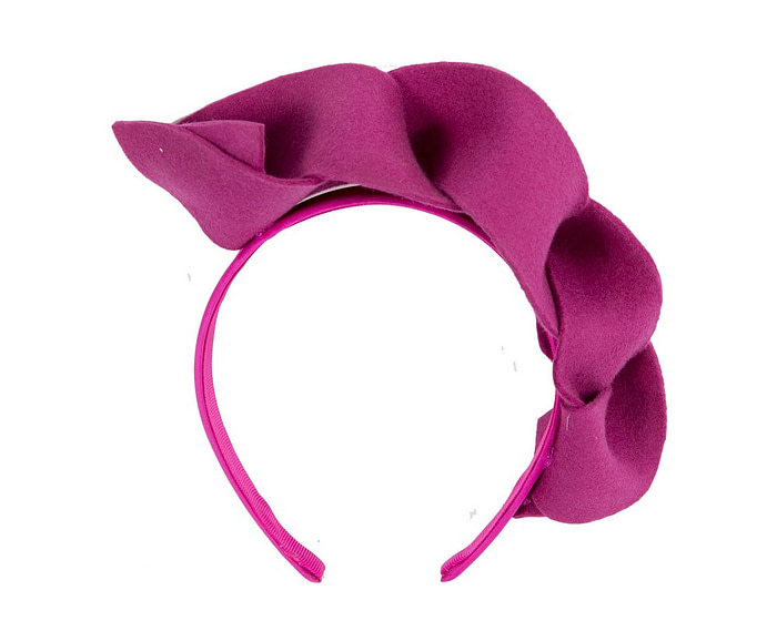 Twisted fuchsia felt winter racing fascinator by Max Alexander - Image 4