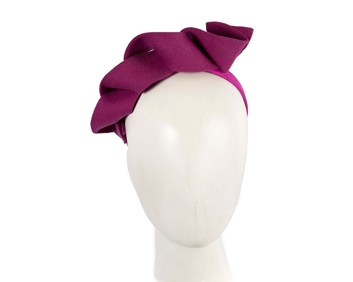 Twisted fuchsia felt winter racing fascinator by Max Alexander