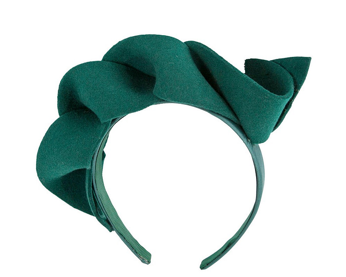 Twisted green felt winter racing fascinator by Max Alexander - Image 2