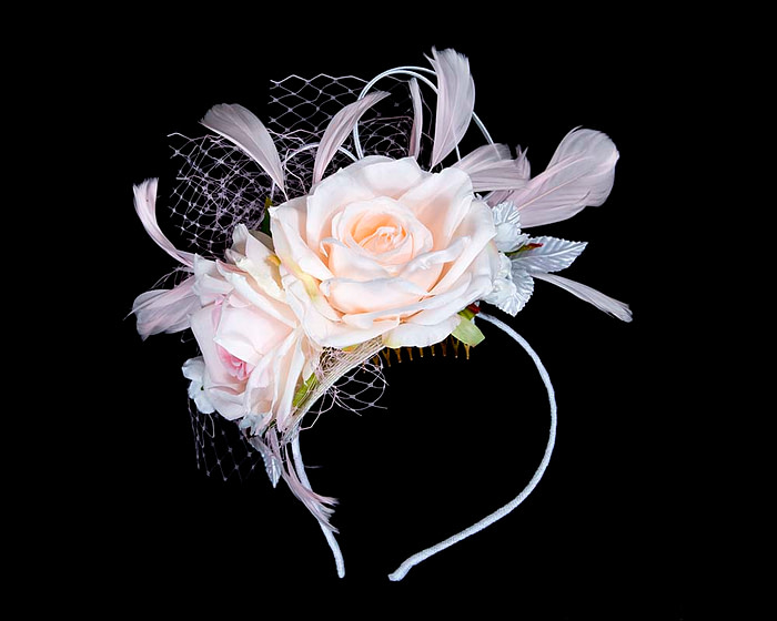 Pink flower fascinator headband V10 - Image 2