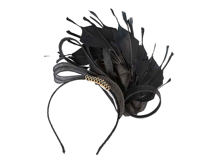 Black flower and feathers fascinator - Image 4