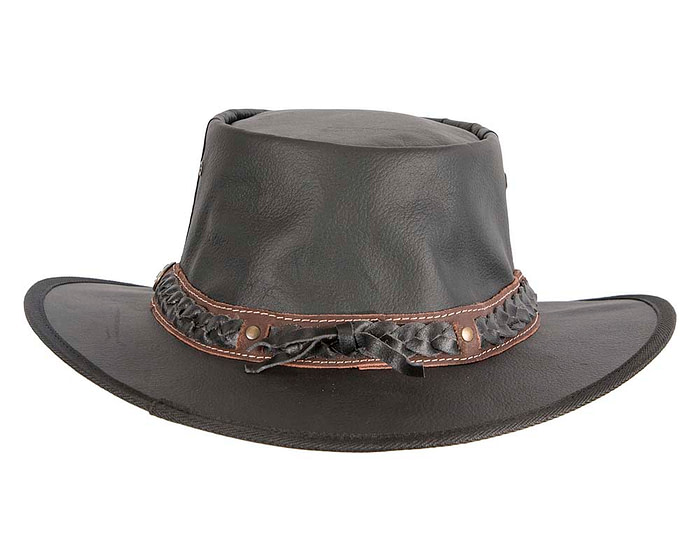 Black Australian Kangaroo Leather Crushable Outback Jacaru Hat - Image 7