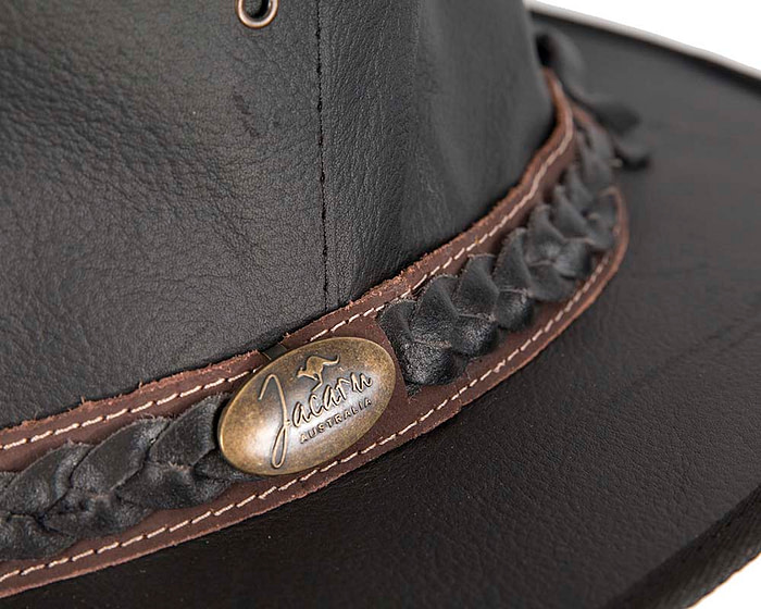 Black Australian Kangaroo Leather Crushable Outback Jacaru Hat - Image 5