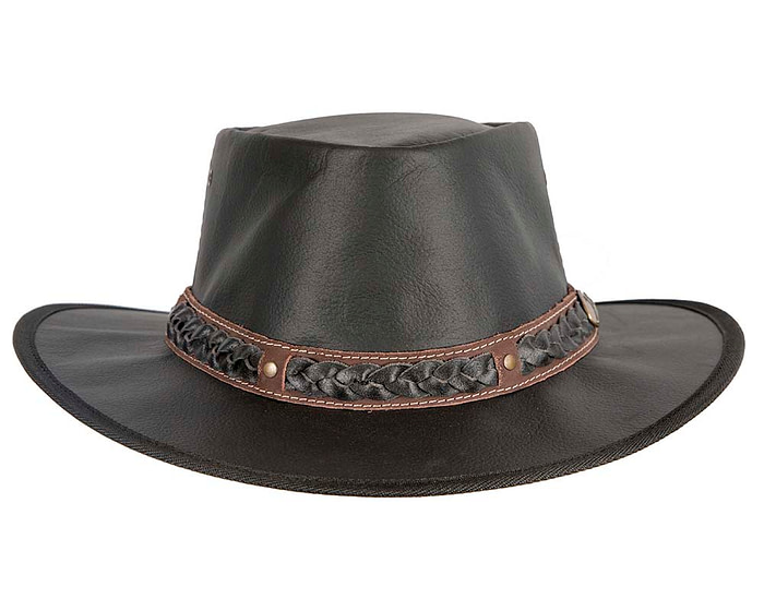 Black Australian Kangaroo Leather Crushable Outback Jacaru Hat - Image 4