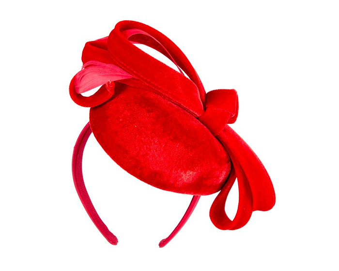 Red velvet pillbox winter fascinator - Image 6