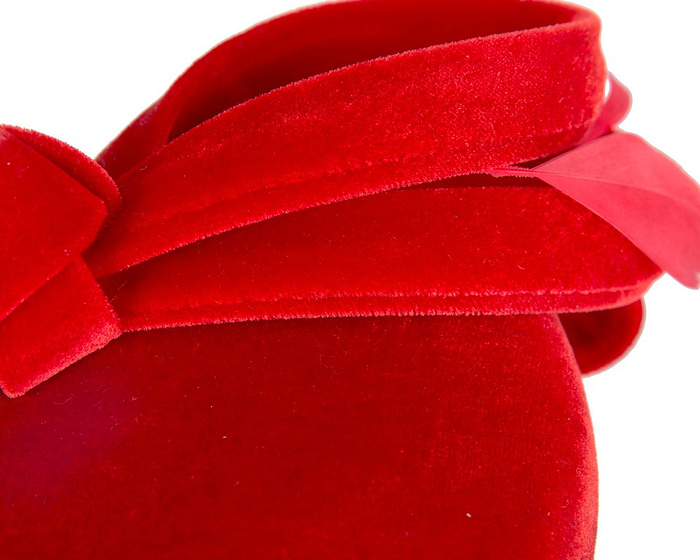 Red velvet pillbox winter fascinator - Image 5