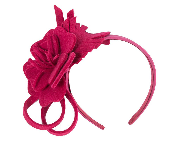 Magenta felt flower winter fascinator by Max Alexander - Image 2