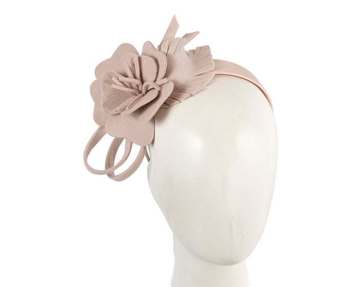 Sand felt flower winter fascinator by Max Alexander