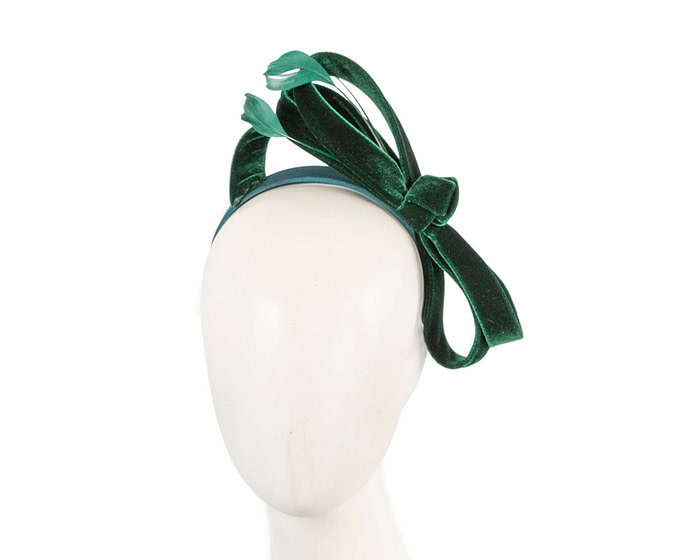 Green velvet bow racing fascinator by Max Alexander