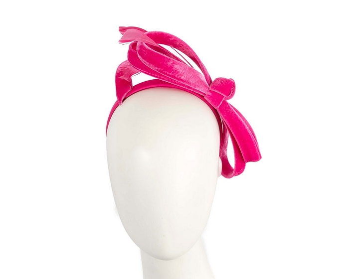 Hot pink velvet bow racing fascinator by Max Alexander