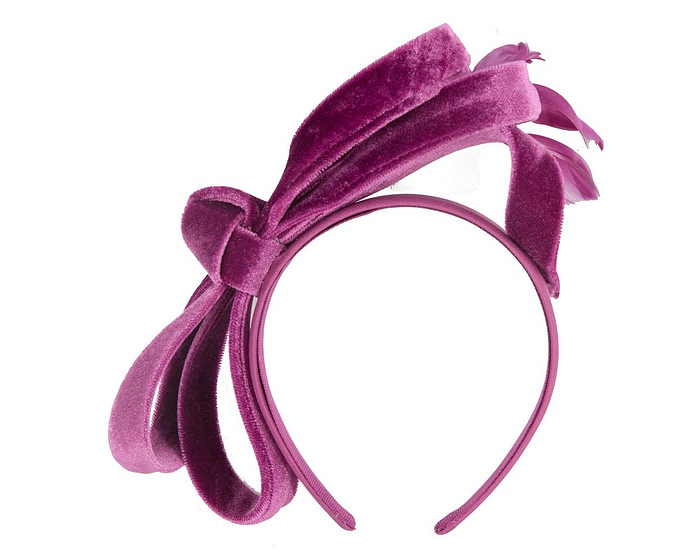 Purple velvet bow racing fascinator by Max Alexander - Image 4