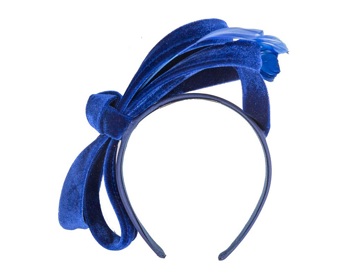 Royal blue velvet bow racing fascinator by Max Alexander - Image 4