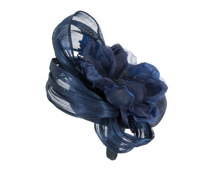 Astonishing navy pillbox racing fascinator by Fillies Collection - Image 5