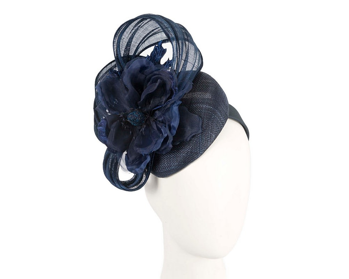 Astonishing navy pillbox racing fascinator by Fillies Collection