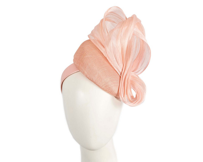 Pink pillbox fascinator with silk abaca bow by Fillies Collection