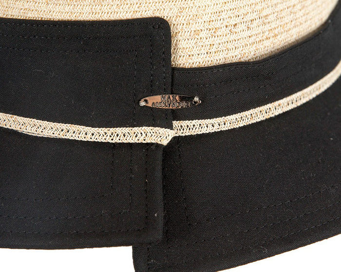 Black straw ladies summer beach hat - Image 4