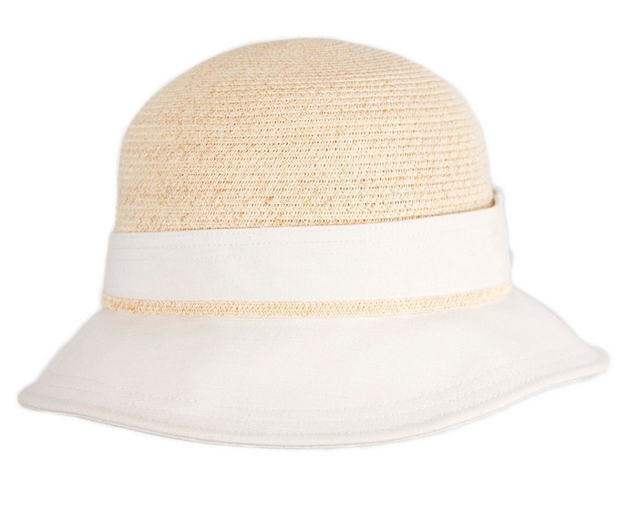 White straw ladies summer beach hat - Image 5