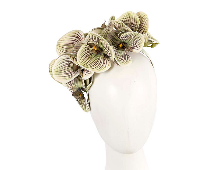 Bespoke green orchid flower headband by Fillies Collection