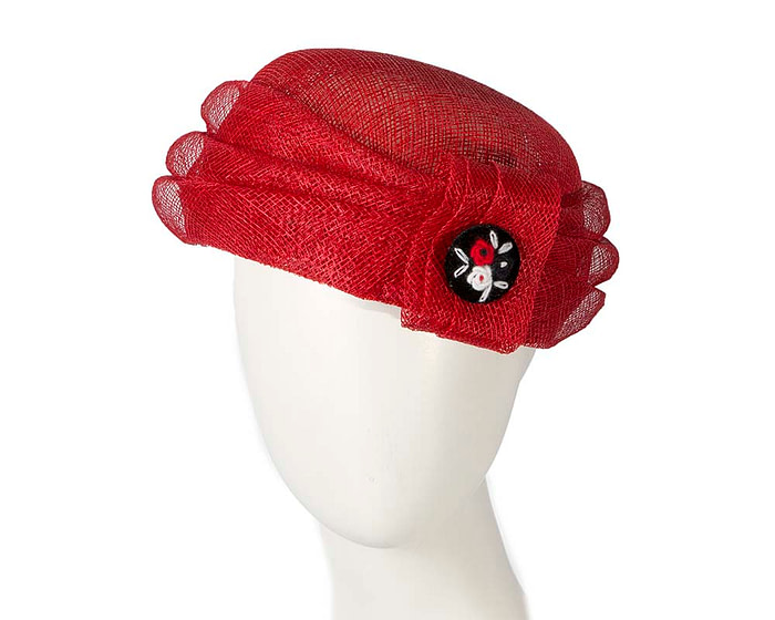 Large red sinamay beret hat