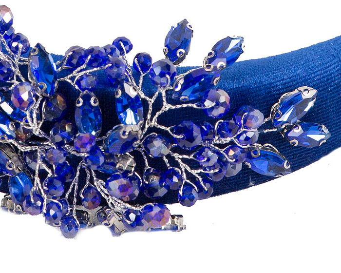 Royal Blue crystals fascinator headband by Cupids Millinery - Image 4