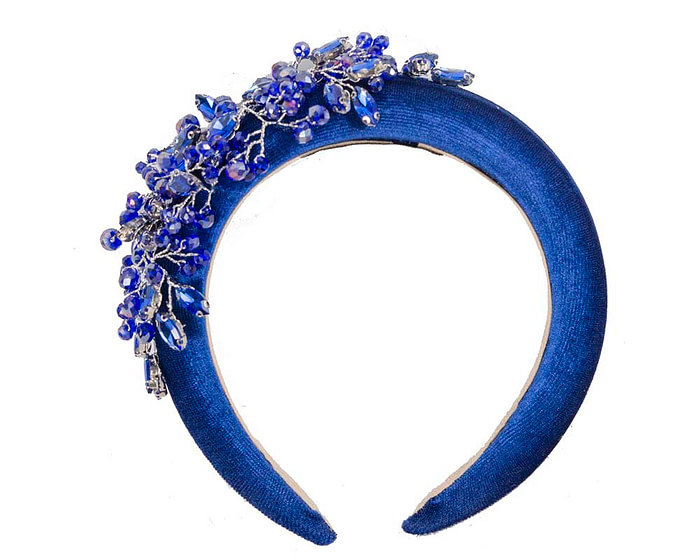 Royal Blue crystals fascinator headband by Cupids Millinery - Image 2