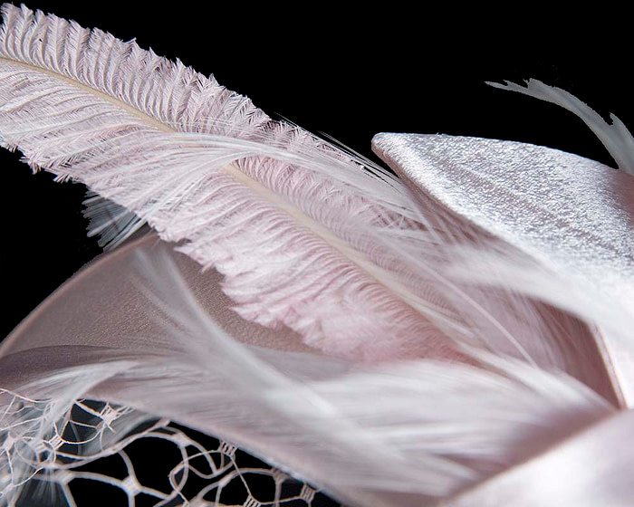 Pink Custom Made Cocktail Hat Fascinator with veiling - Image 4