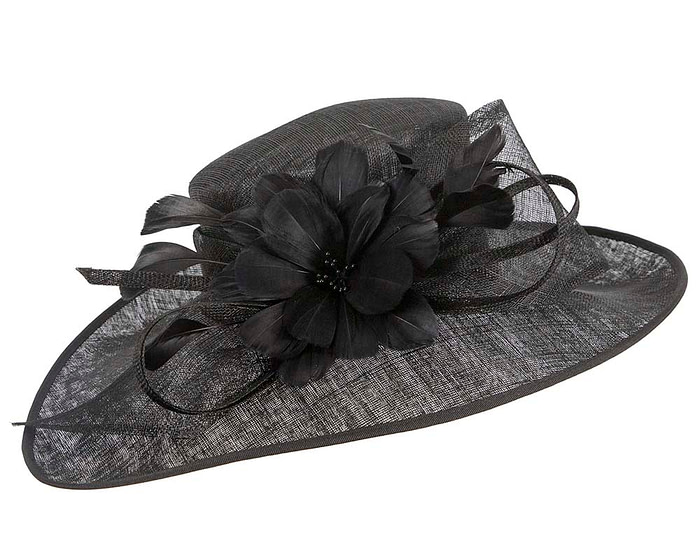 Wide brim black ladies fashion hat by Max Alexander - Image 2