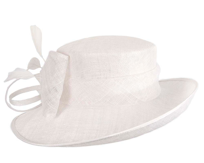 Wide brim white ladies fashion hat by Max Alexander - Image 3