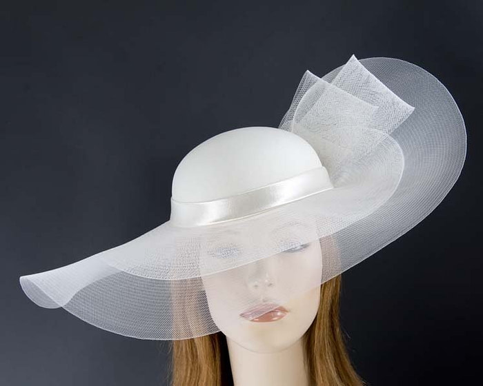 Cream large brim custom made ladies hat