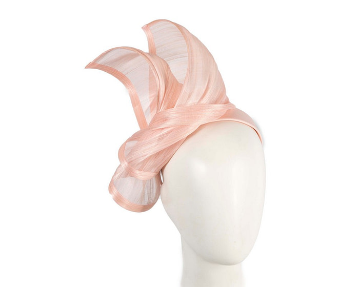 Bespoke pink silk abaca racing fascinator by Fillies Collection