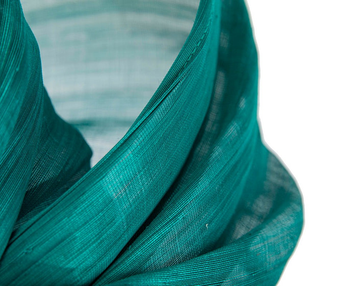 Bespoke teal silk abaca racing fascinator by Fillies Collection - Image 3