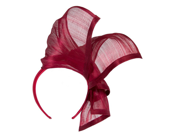 Bespoke wine silk abaca racing fascinator by Fillies Collection - Image 4