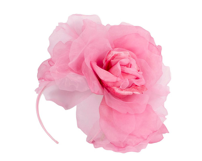 Large hot pink silk flower fascinator by Fillies Collection - Image 2