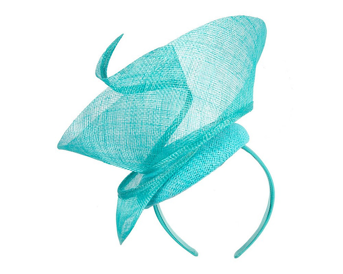 Bespoke turquoise sinamay fascinator by Fillies Collection - Image 6