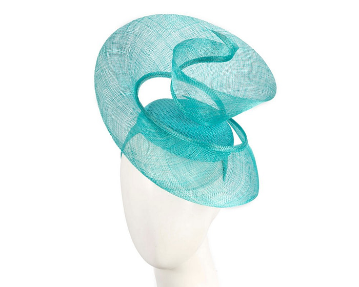 Bespoke turquoise sinamay fascinator by Fillies Collection