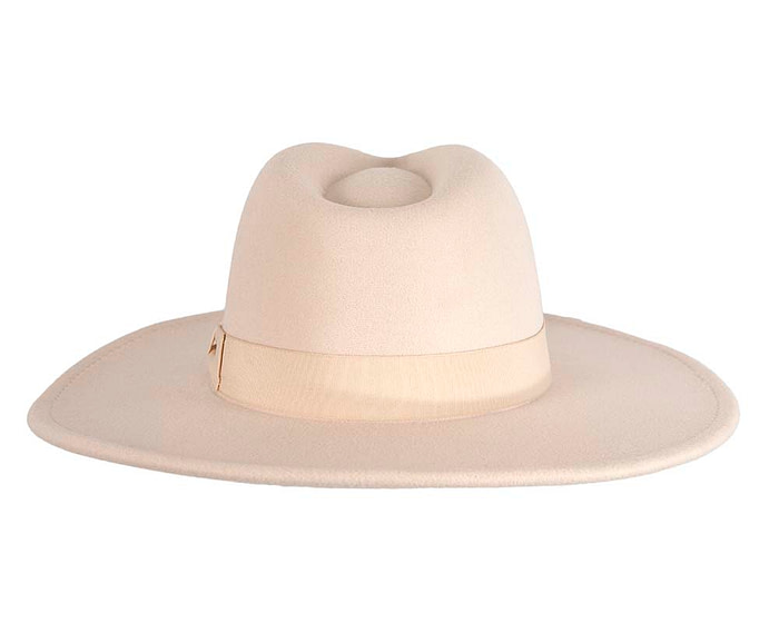 Beige wide brim fedora hat - Image 6