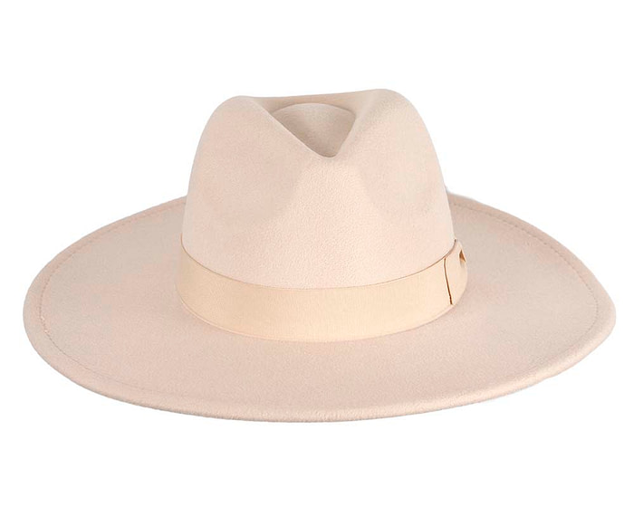 Beige wide brim fedora hat - Image 4