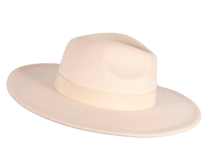 Beige wide brim fedora hat - Image 3