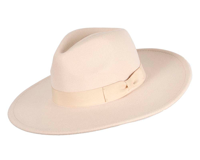 Beige wide brim fedora hat - Image 2