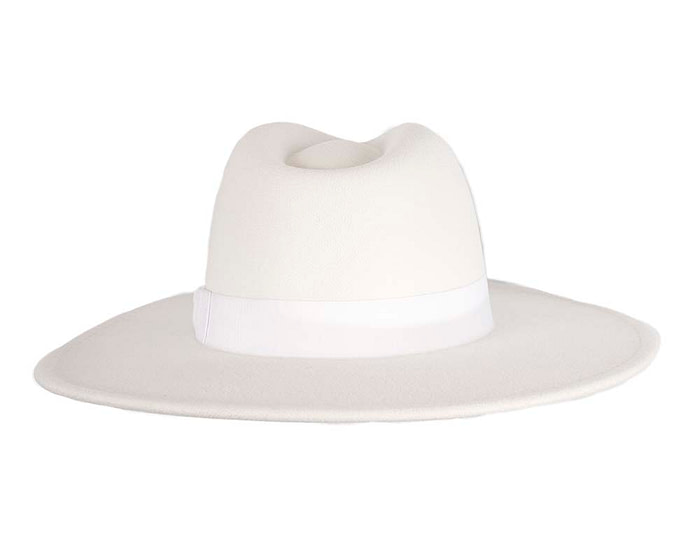 Cream wide brim fedora hat - Image 6