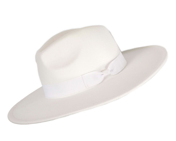 Cream wide brim fedora hat - Image 2