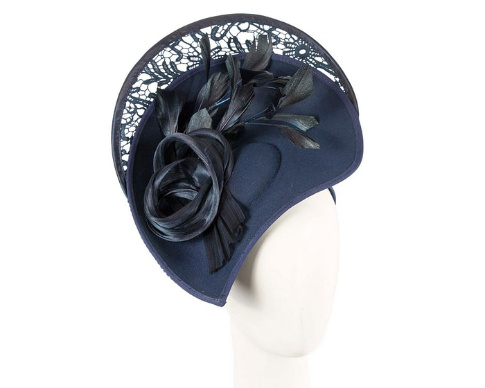 Bespoke navy winter fascinator by Fillies Collection