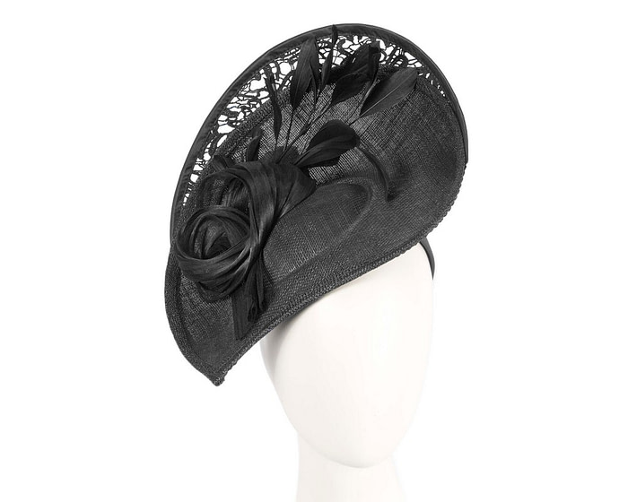 Bespoke black racing fascinator by Fillies Collection S293