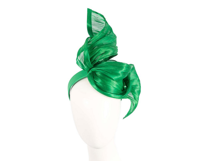 Bespoke green silk abaca fascinator by Fillies Collection