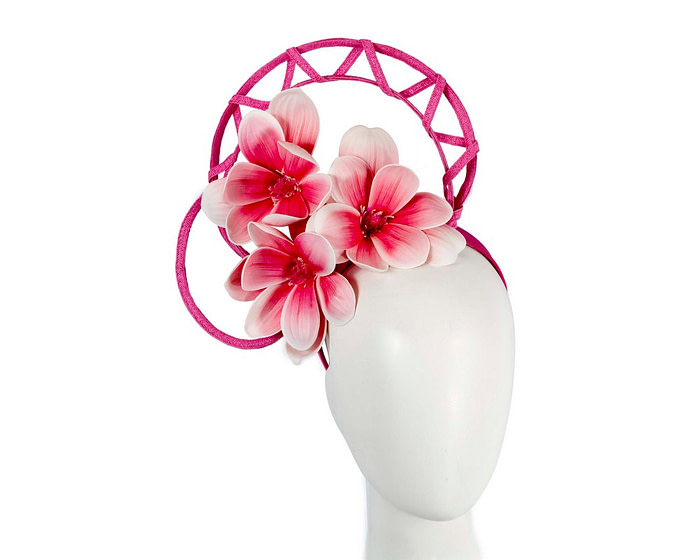 Bespoke fuchsia flower fascinator by Fillies Collection