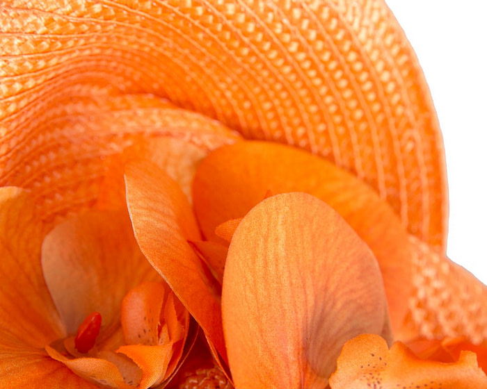 Large orange fascinator with orchids by Fillies Collection - Image 3