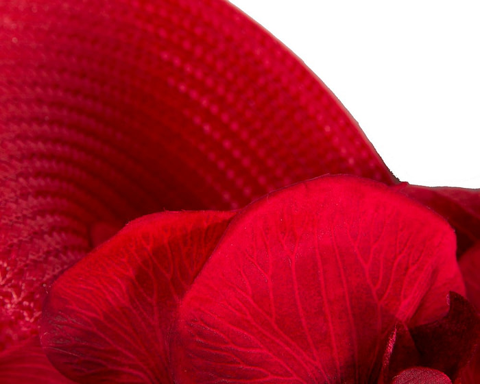 Large red fascinator with orchids by Fillies Collection - Image 3