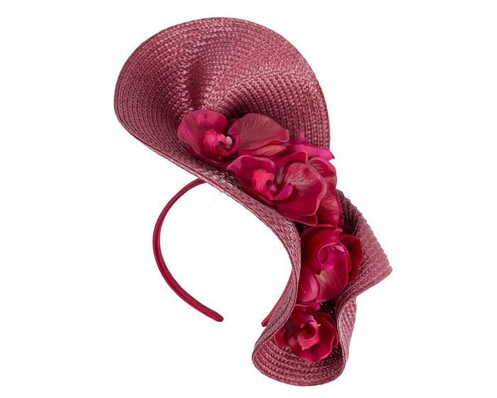 Large wine fascinator with orchids by Fillies Collection - Image 2